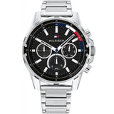 Tommy Hilfiger Mason Silver Stainless Steel Black Dial Chronograph Quartz Watch for Men - 1791936