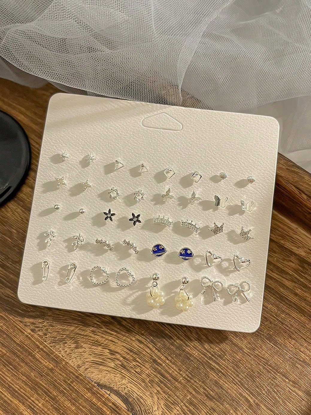  | SHEIN 1 Set Of 20 Pairs Of Planet Series Exquisite Earrings Zinc Alloy Butterfly Crown Earring Set For Women's Daily Use | Earrings | Shein | OneHub