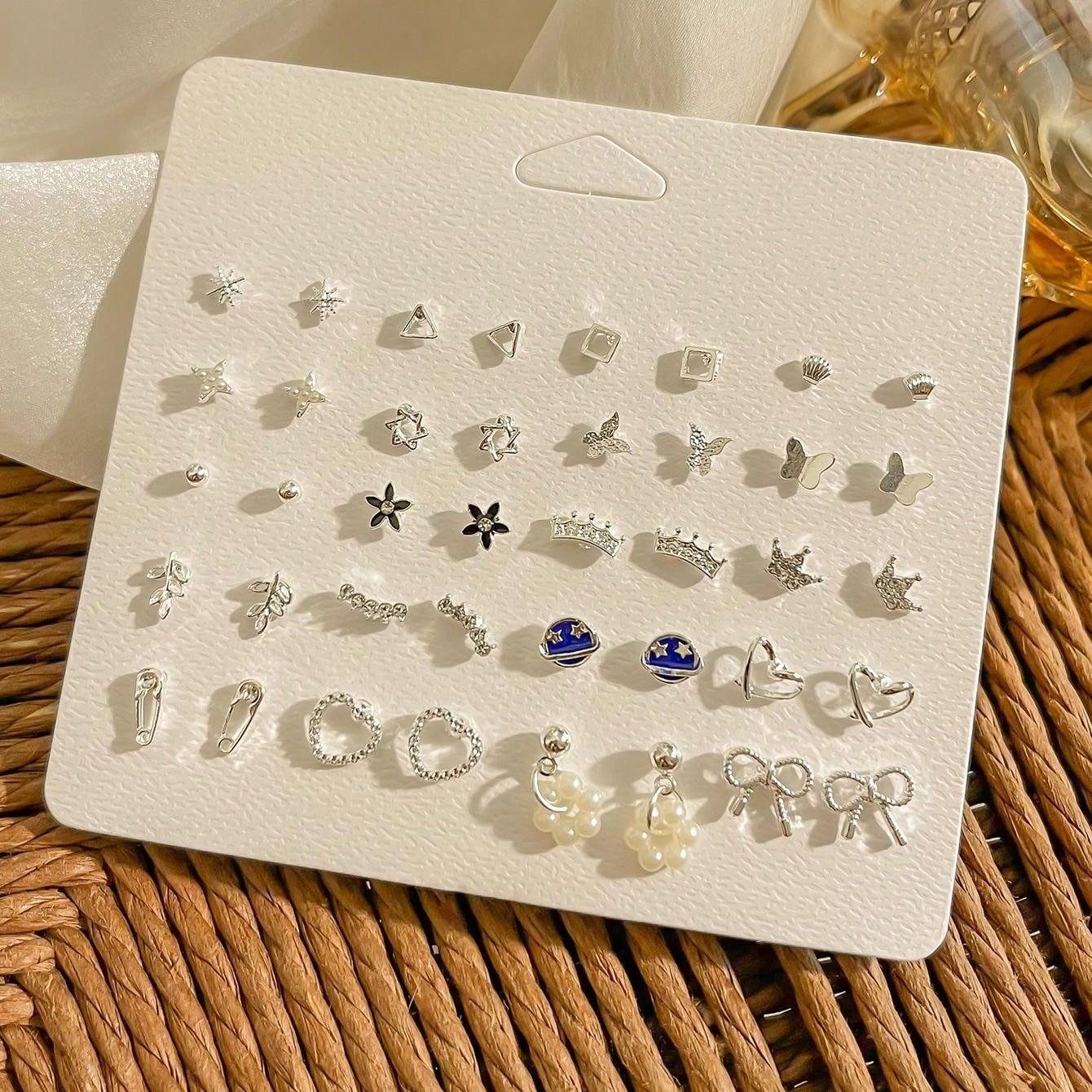  | SHEIN 1 Set Of 20 Pairs Of Planet Series Exquisite Earrings Zinc Alloy Butterfly Crown Earring Set For Women's Daily Use | Earrings | Shein | OneHub