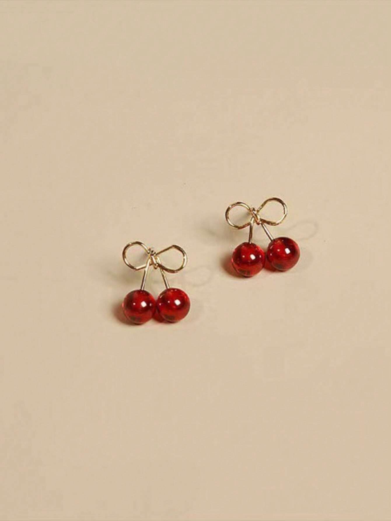  | SHEIN 1pair Cherry/Wine Red Cute Fresh Fruit Design Small Stud Earrings For Women, Suitable For Daily, Casual & Business Occasions | Earrings | Shein | OneHub