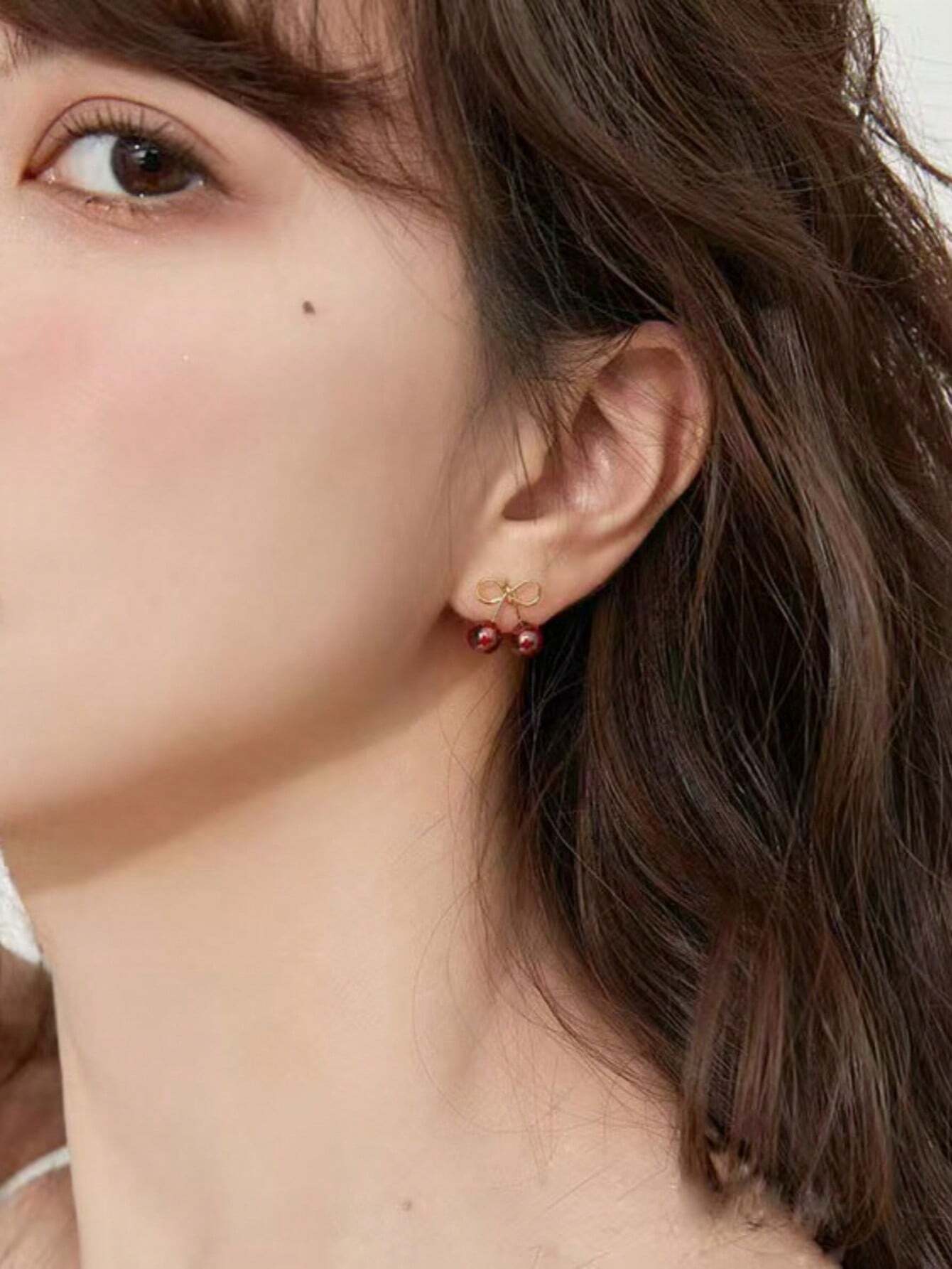  | SHEIN 1pair Cherry/Wine Red Cute Fresh Fruit Design Small Stud Earrings For Women, Suitable For Daily, Casual & Business Occasions | Earrings | Shein | OneHub