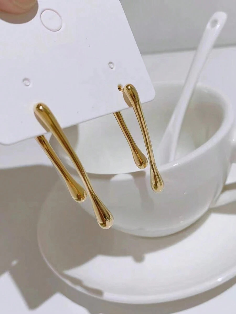  | SHEIN 1pair European And American Simple Long Metal Dangling Water Drop Earrings | Earrings | Shein | OneHub