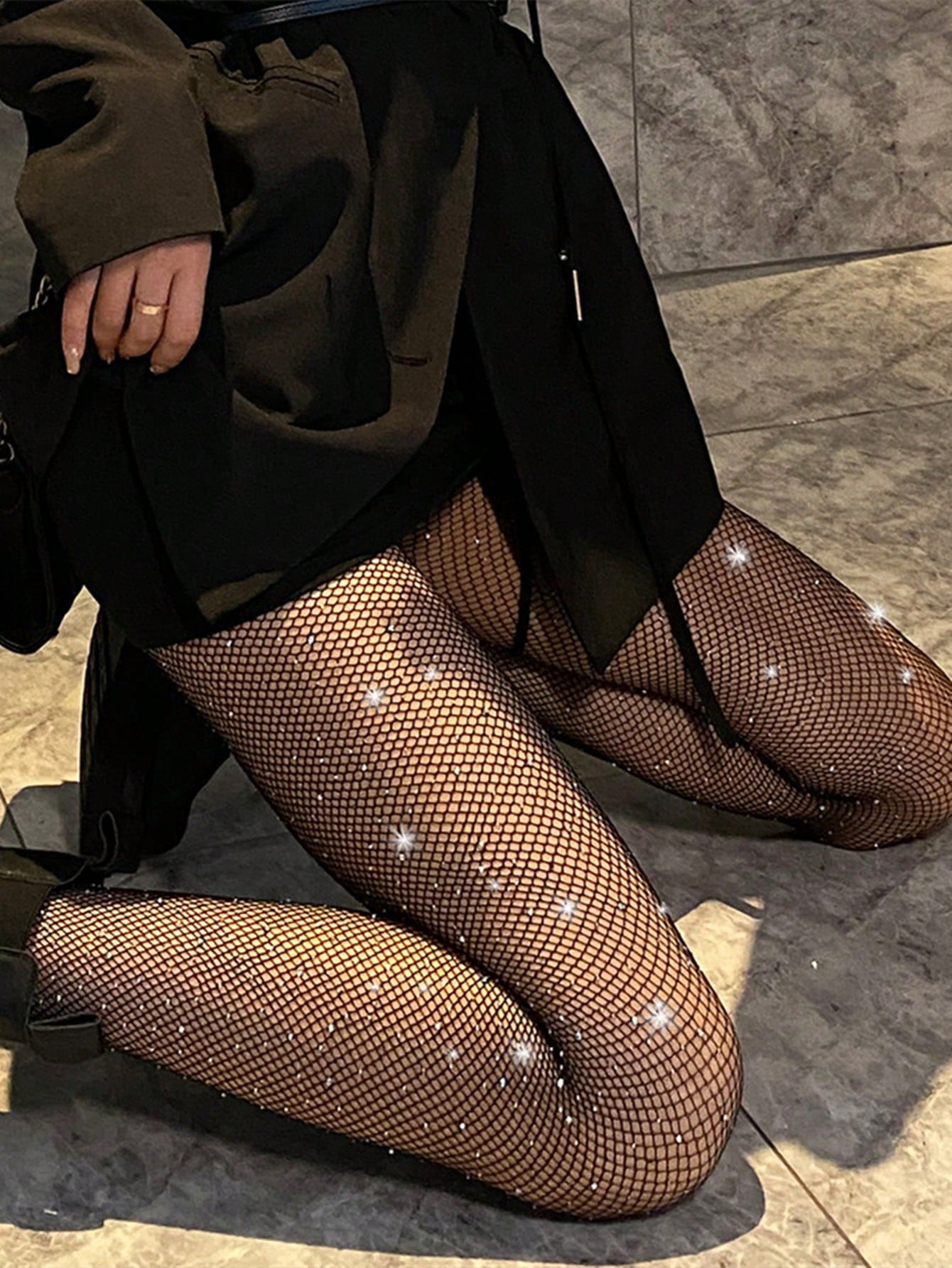  | SHEIN 1pair Rhinestone Fishnet Thigh High Stockings For Women (Excluding Underwear) | Tights | Shein | OneHub