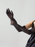  | SHEIN 1pair Transparent Black Fishnet Knit Net Gauze High Elasticity Fingerless Gloves For Ladies Party Dressing | Gloves | Shein | OneHub