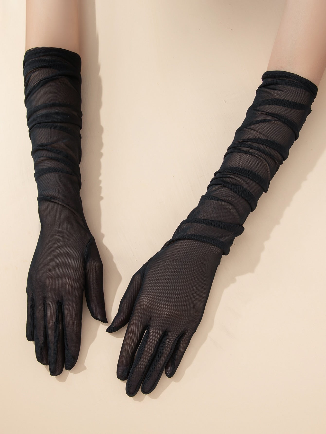  | SHEIN 1pair Women's Fashionable Simple Mesh Gauze Long Gloves, Suitable For Decor, Travel, Party Matching | Gloves | Shein | OneHub