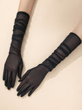  | SHEIN 1pair Women's Fashionable Simple Mesh Gauze Long Gloves, Suitable For Decor, Travel, Party Matching | Gloves | Shein | OneHub