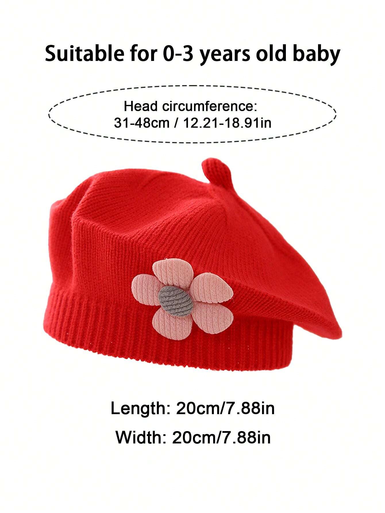  | SHEIN 1pc Baby 0-3 Years Old Baby Children's Beret, Cute Boys And Girls Knitted Hat, Floral Fashion Solid Color Spring And Winter Winter Winter Warm Children's Hat | Cap | Shein | OneHub