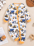  | 1pc Baby Boy Cute Cartoon Truck Print Comfortable Long Sleeve Jumpsuit, Suitable For Autumn & Winter | dress | Shein | OneHub