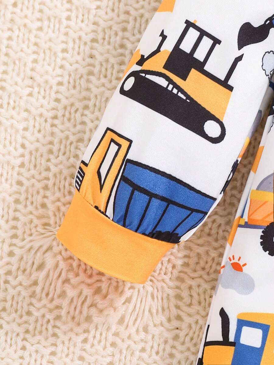  | 1pc Baby Boy Cute Cartoon Truck Print Comfortable Long Sleeve Jumpsuit, Suitable For Autumn & Winter | dress | Shein | OneHub