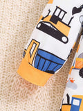  | 1pc Baby Boy Cute Cartoon Truck Print Comfortable Long Sleeve Jumpsuit, Suitable For Autumn & Winter | dress | Shein | OneHub