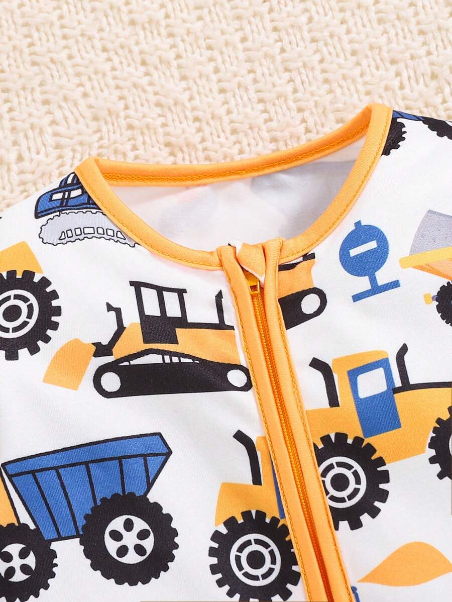  | 1pc Baby Boy Cute Cartoon Truck Print Comfortable Long Sleeve Jumpsuit, Suitable For Autumn & Winter | dress | Shein | OneHub