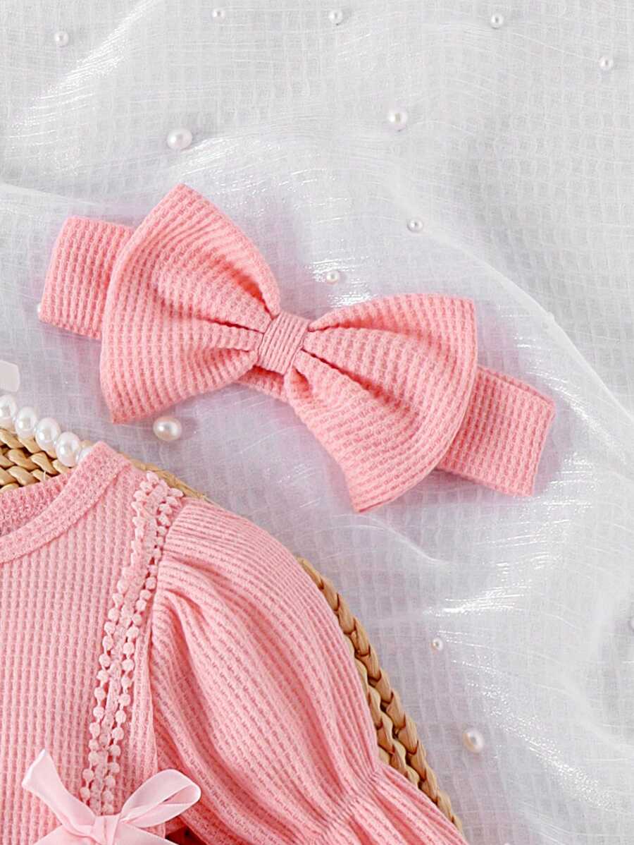  | SHEIN 1pc Baby Girl Elegant Lace Patchwork Bodysuit With Headband & Socks, Autumn/Winter | Dress | Shein | OneHub