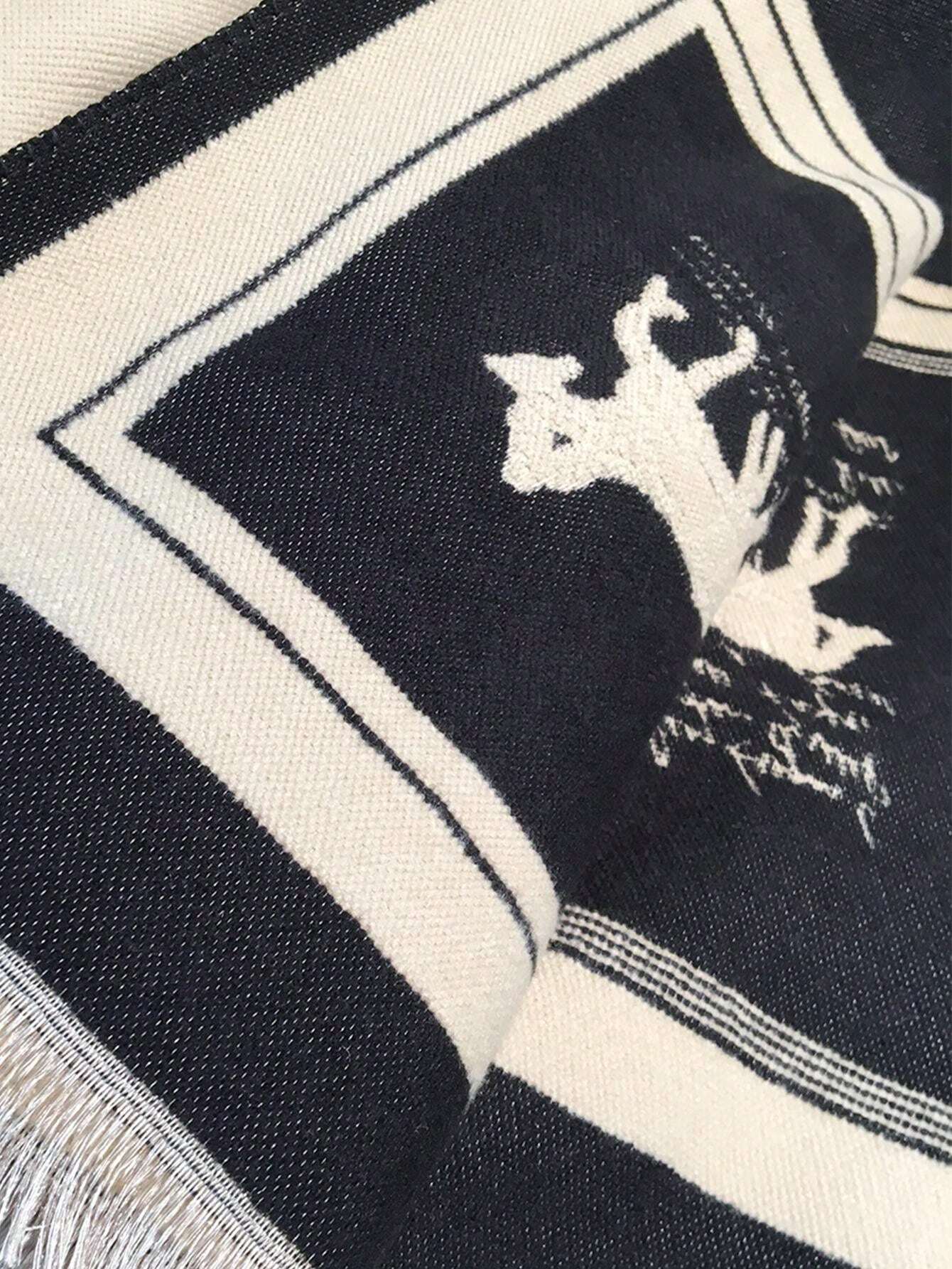  | SHEIN 1pc Black Horse Pattern Warm Scarf/Shawl For Women, Winter Thick Dual-Use Scarf Wrap For Office And Air-Conditioned Room Accessories Women | Bandana | Shein | OneHub