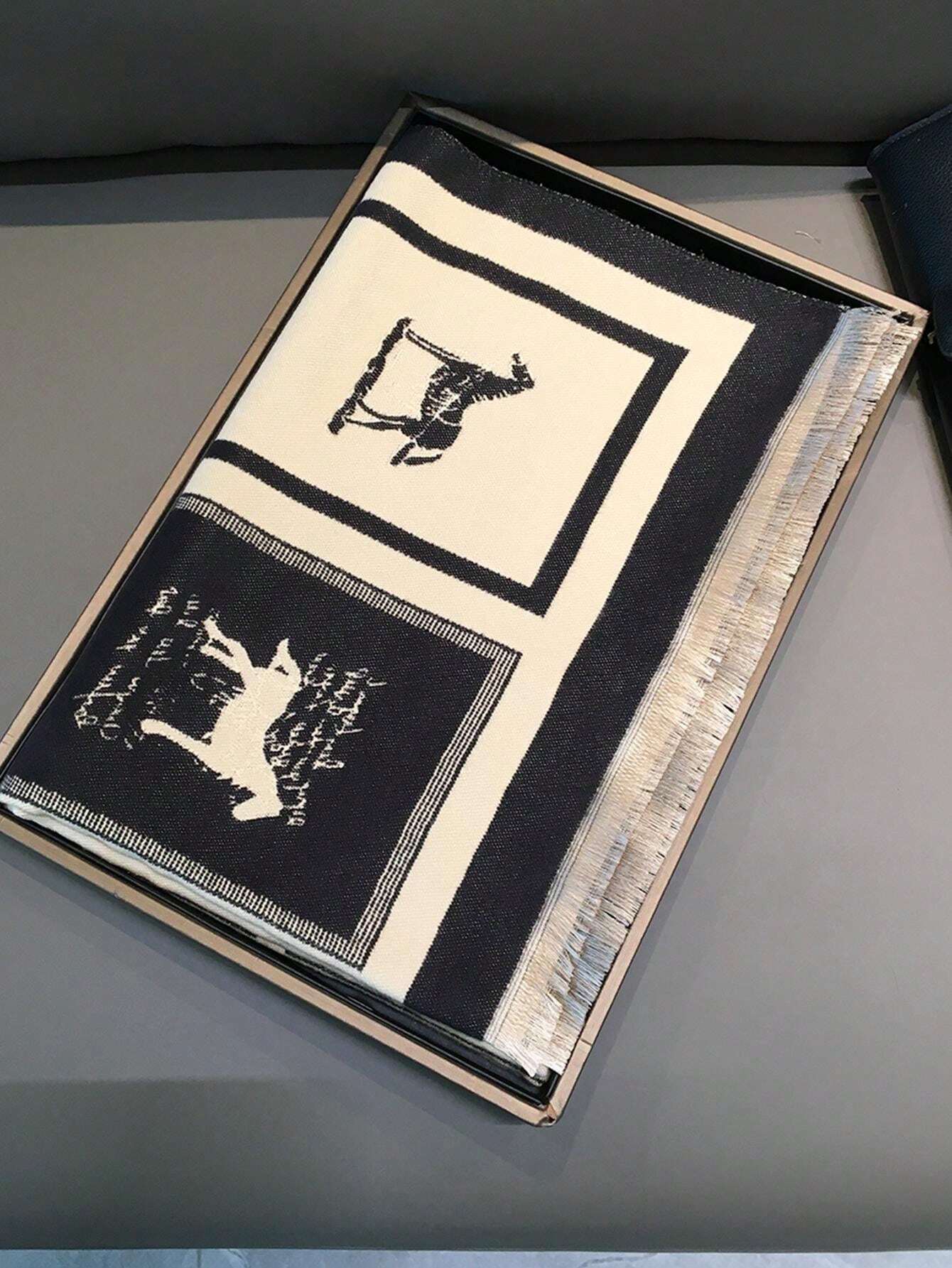  | SHEIN 1pc Black Horse Pattern Warm Scarf/Shawl For Women, Winter Thick Dual-Use Scarf Wrap For Office And Air-Conditioned Room Accessories Women | Bandana | Shein | OneHub