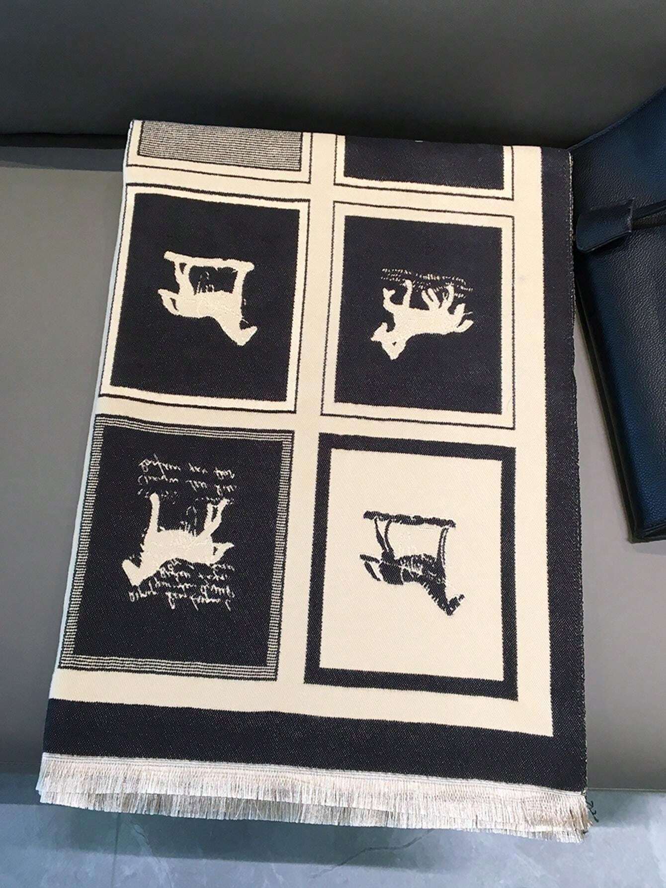  | SHEIN 1pc Black Horse Pattern Warm Scarf/Shawl For Women, Winter Thick Dual-Use Scarf Wrap For Office And Air-Conditioned Room Accessories Women | Bandana | Shein | OneHub