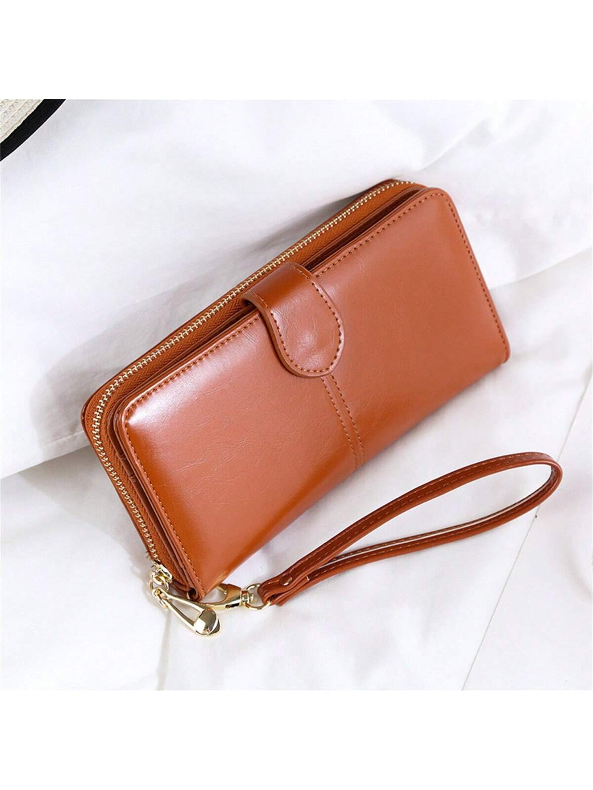  | SHEIN 1pc Brown Women's Long Wallet With Zipper & Buckle Closure, Large Capacity Card Holder & Coin Purse & Clutch Bag | Wallet | Shein | OneHub