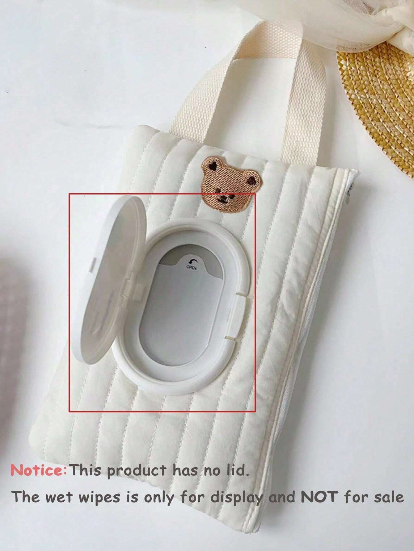 SHEIN 1pc Cartoon Bear Pattern Tissue Storage Bag For Car, Portable Handheld And Pull-Out Style Wet Wipes Organizer