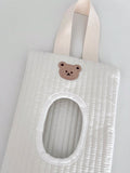 SHEIN 1pc Cartoon Bear Pattern Tissue Storage Bag For Car, Portable Handheld And Pull-Out Style Wet Wipes Organizer