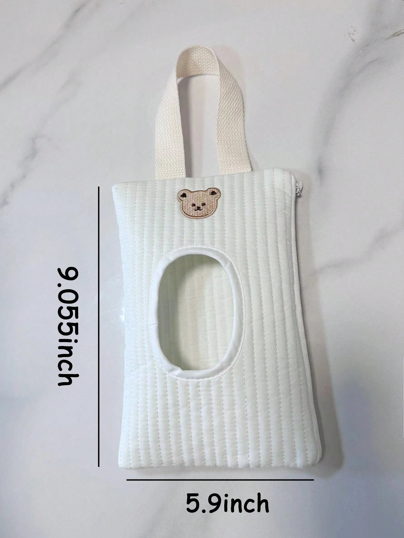 SHEIN 1pc Cartoon Bear Pattern Tissue Storage Bag For Car, Portable Handheld And Pull-Out Style Wet Wipes Organizer