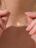 SHEIN 1pc Cute Stainless Steel Cat/Dog Paw Pendant Necklace