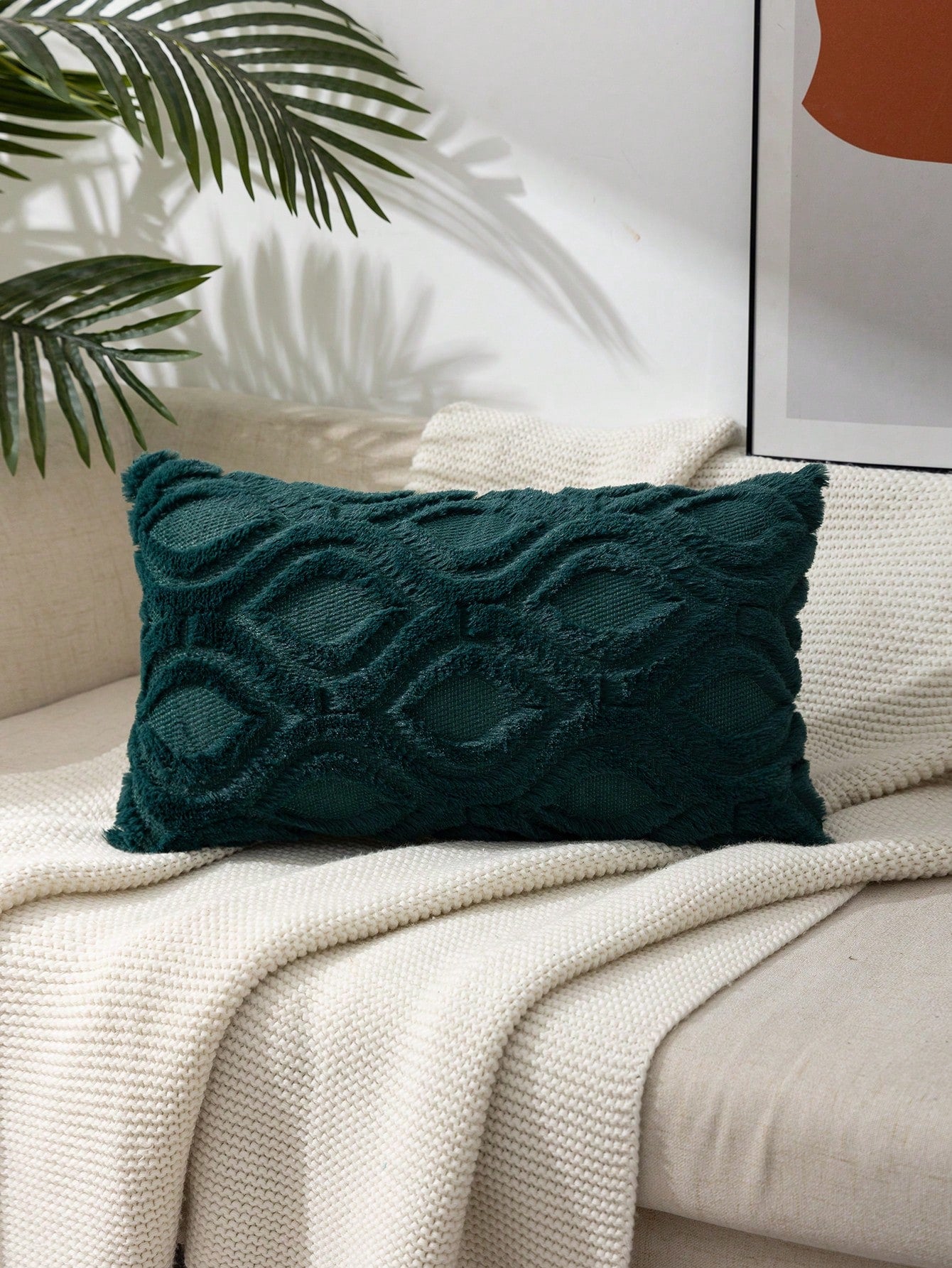  | SHEIN 1pc Dark Green Geometric Pattern Cushion Cover Without Filler, Modern Stretchy Throw Pillow Cover For Household | Pillow Cover | Shein | OneHub