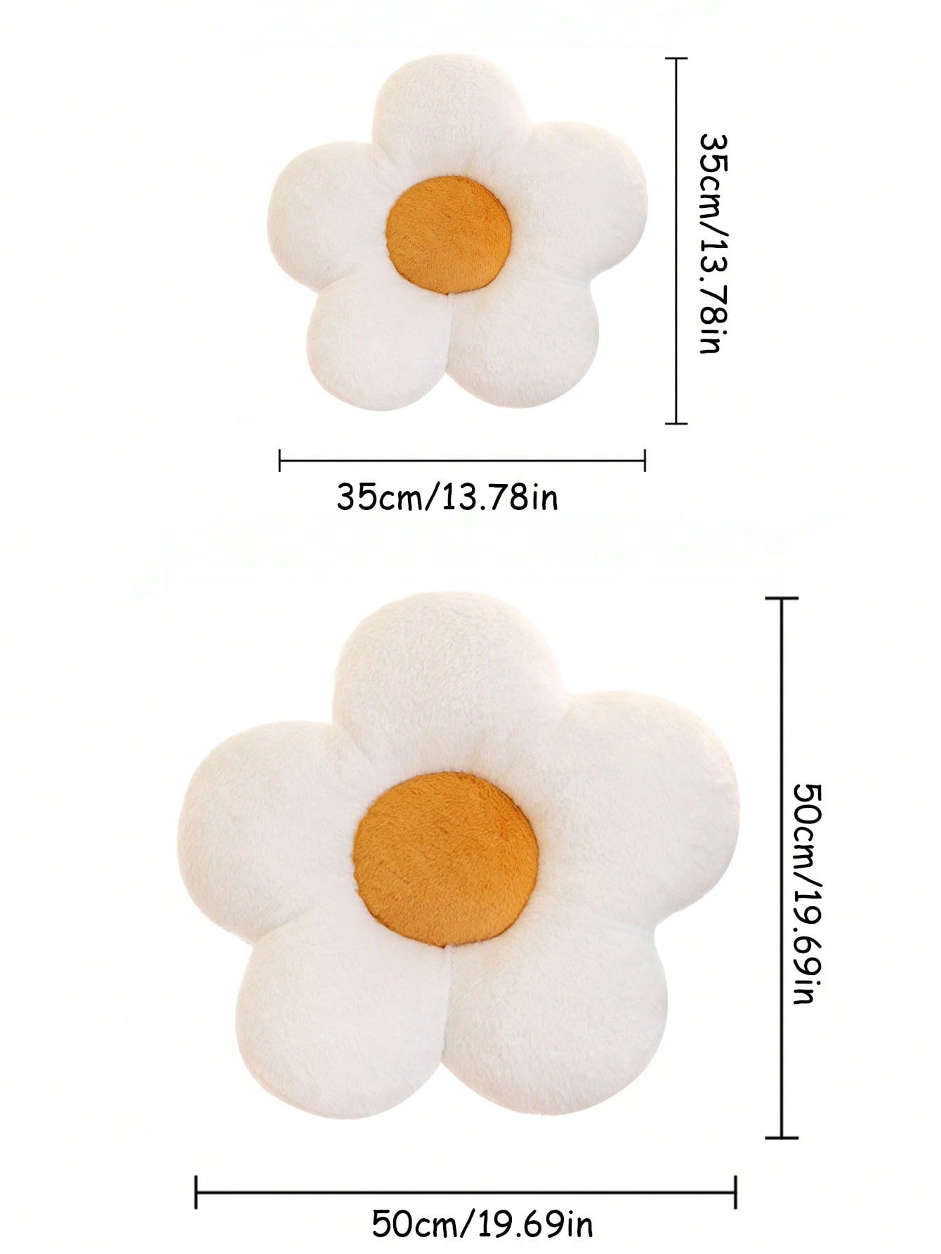  | SHEIN 1pc Flower Pillow, Flower Shaped Throw Pillow Butt Cushion Flower Floor Pillow, Seating Cushion, Cute Room Decor & Plush Pillow for Bedroom Sofa Chair(White/Yellow, 35cm*35cm/50cm*50cm) | Pillow Cover | Shein | OneHub