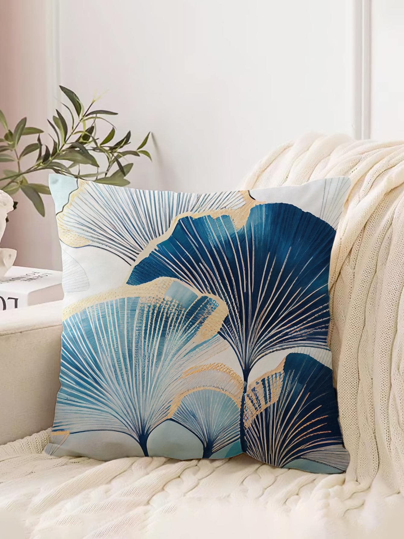  | SHEIN 1pc Ginkgo Biloba Pattern Cushion Cover Without Filler, Modern Fabric Soft Stretchy Throw Pillow Cover For Household | Pillow Cover | Shein | OneHub