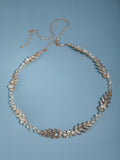  | SHEIN 1pc Gold Color Delicate Leaf Shaped Pearl & Crystal Bridal Waist Chain | Belt | Shein | OneHub