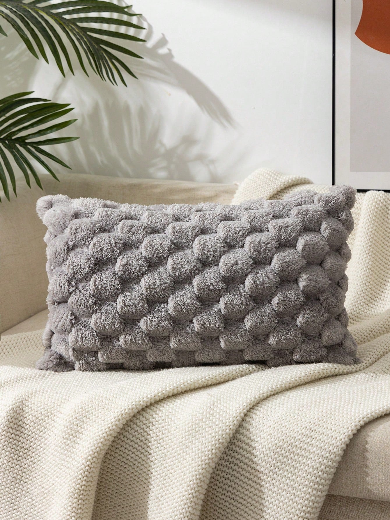  | SHEIN 1pc Grey Geometric Pattern Cushion Cover Without Filler, Modern Stretchy Throw Pillow Cover For Household | Pillow Cover | Shein | OneHub