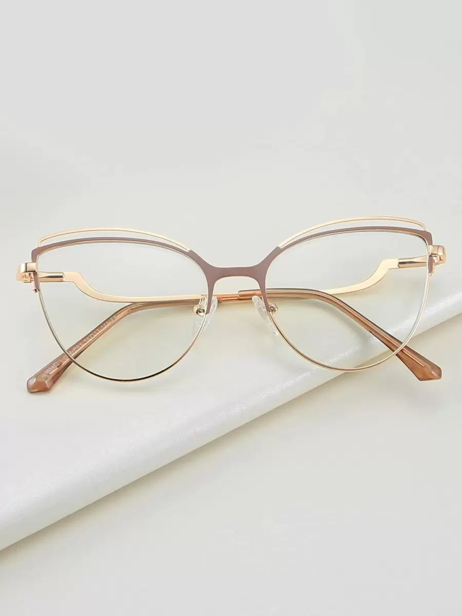 SHEIN 1pc Metallic Cat Eye Fashion Tinted Plano Lenses Glasses