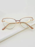 SHEIN 1pc Metallic Cat Eye Fashion Tinted Plano Lenses Glasses