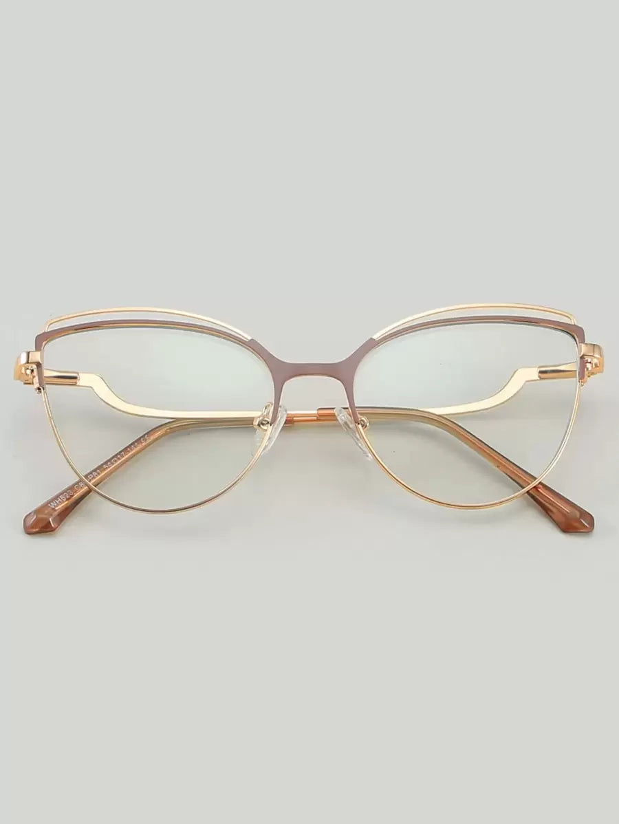 SHEIN 1pc Metallic Cat Eye Fashion Tinted Plano Lenses Glasses