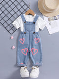 | SHEIN 1pc New Design Baby Girls Heart Print Casual Denim Overalls | Dress | Shein | OneHub