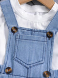 | SHEIN 1pc New Design Baby Girls Heart Print Casual Denim Overalls | Dress | Shein | OneHub
