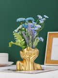  | SHEIN Nordic Style Golden Face Shape Flower Vase | Home Decor | Shein | OneHub