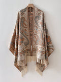 SHEIN 1pc Paisley Pattern Thick Warm Scarf With Tassels, Bohemian Style Shawl, Versatile & Elegant For Daily Wear