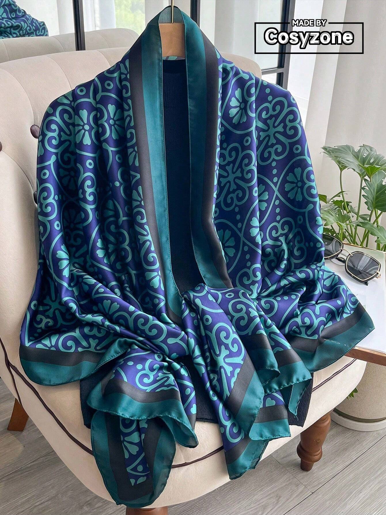  | SHEIN 1pc Silk-Like Pattern Printed Women's Scarf, Versatile Fashionable Shawl Perfect For Outdoor Beach And Sun Protection | Bandana | Shein | OneHub