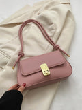  | 1pc Solid Color Pu Shoulder Bag With Metal Lock And Adjustable Strap | Bags | Shein | OneHub