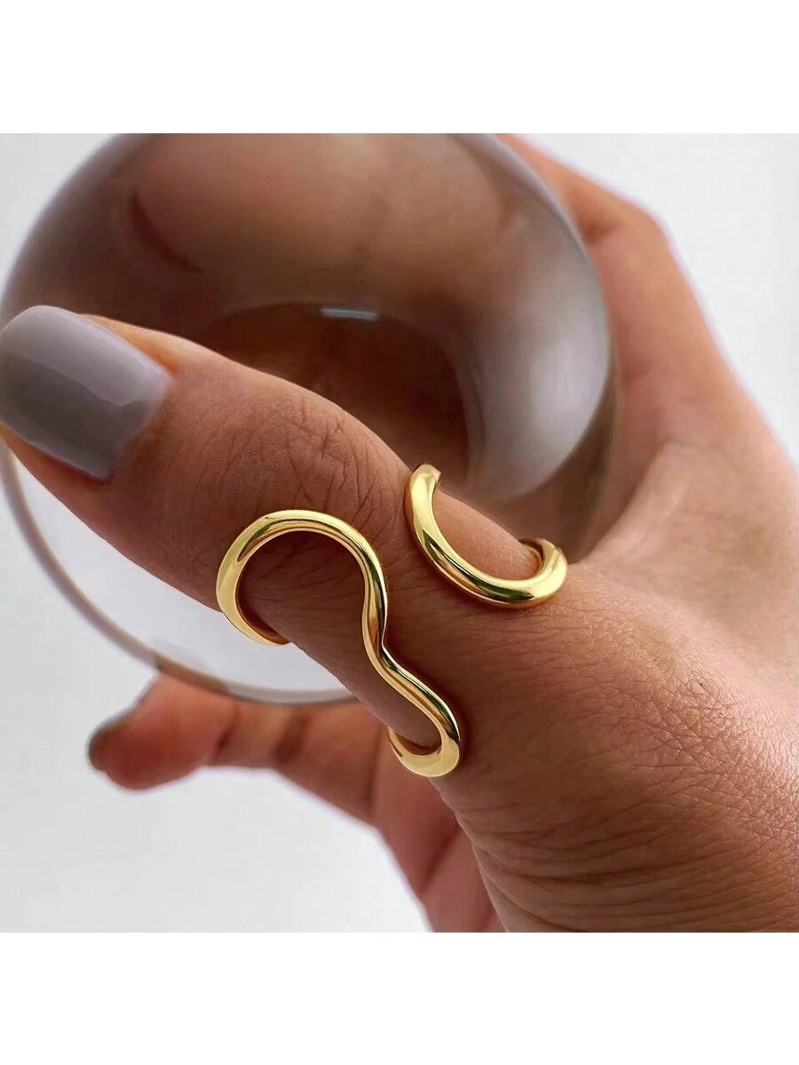  | SHEIN 1pc Stainless Steel Gold Color Ring Colorfast Popular Party Personalized Exaggerated Charms Jewelry Women | Ring | Shein | OneHub