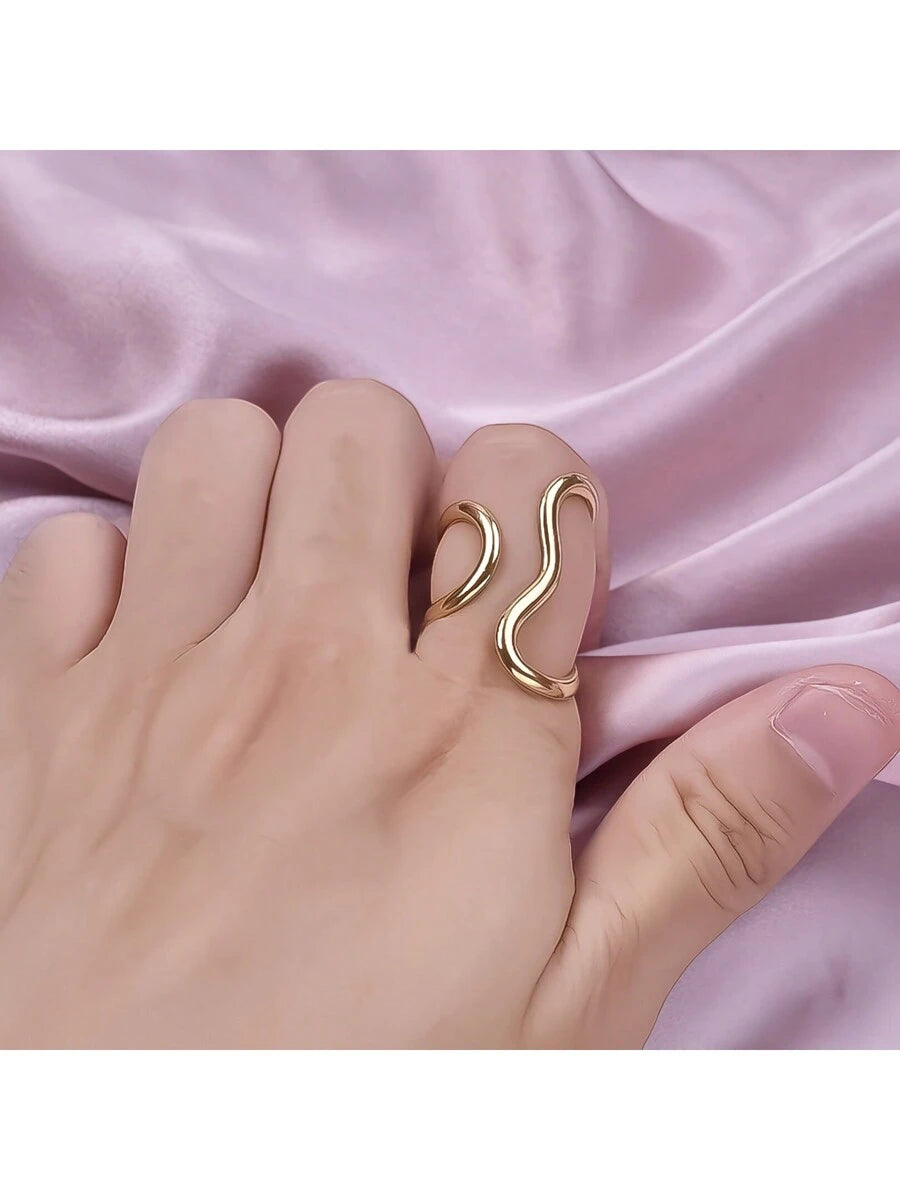  | SHEIN 1pc Stainless Steel Gold Color Ring Colorfast Popular Party Personalized Exaggerated Charms Jewelry Women | Ring | Shein | OneHub