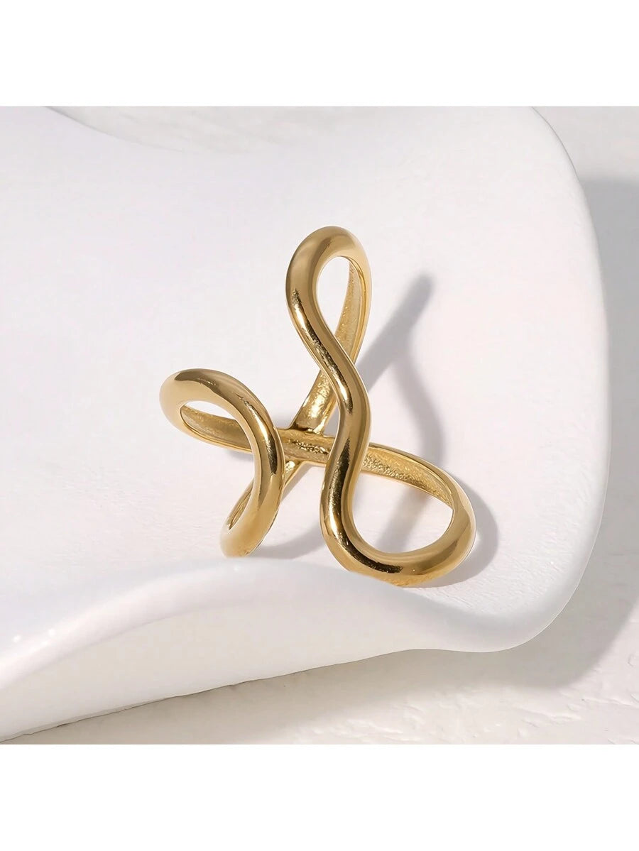  | SHEIN 1pc Stainless Steel Gold Color Ring Colorfast Popular Party Personalized Exaggerated Charms Jewelry Women | Ring | Shein | OneHub