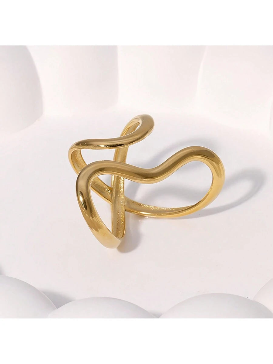  | SHEIN 1pc Stainless Steel Gold Color Ring Colorfast Popular Party Personalized Exaggerated Charms Jewelry Women | Ring | Shein | OneHub