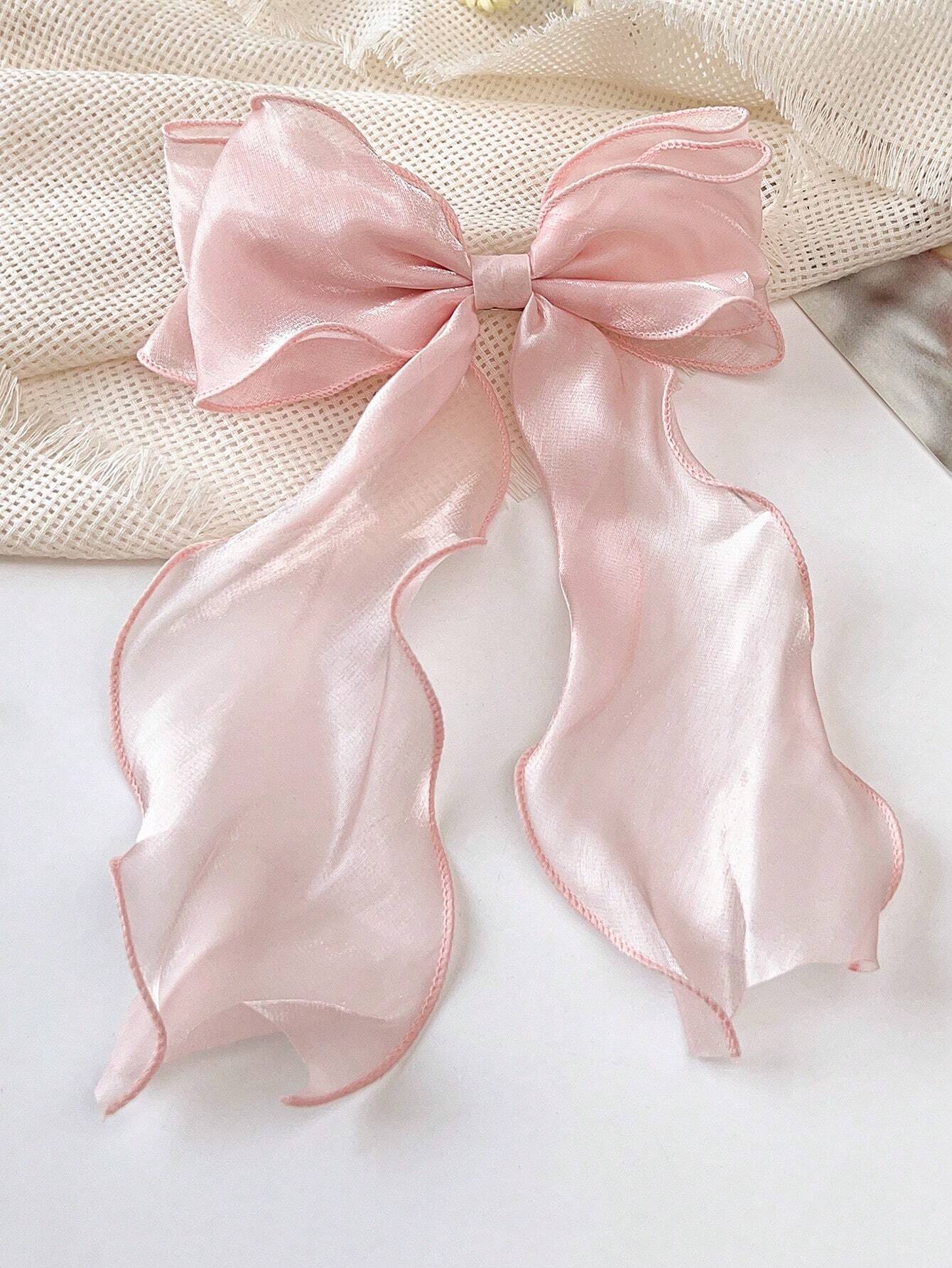  | SHEIN 1pc Sweet Pink Princess Mesh Bow With Long Wavy Ribbon Spring Elegant And Gentle Half-Up Hair Clip Hair Accessory Pink Accessories Hair Accessories For Women, School Stuff, College, Pink Hair Clips | Hair Accessories | Shein | OneHub
