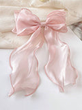 SHEIN 1pc Sweet Pink Princess Mesh Bow With Long Wavy Ribbon Spring Elegant And Gentle Half-Up Hair Clip Hair Accessory Pink Accessories Hair Accessories For Women, School Stuff, College, Pink Hair Clips