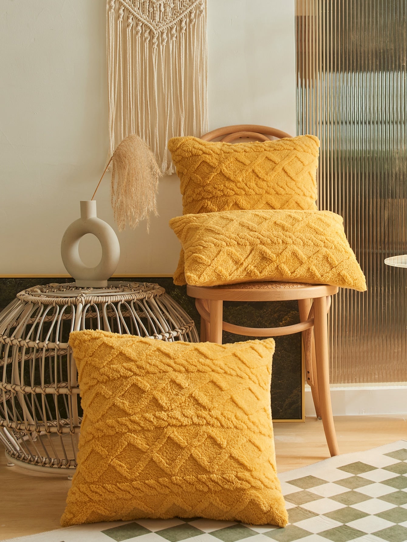 | SHEIN 1pc Tufted Cushion Cover Without Filler, Yellow Throw Pillow Case, Pillow Insert Not Include, For Sofa, Home Decor | Pillow Cover | Shein | OneHub