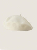 SHEIN 1pc Women's Beret Hat, Autumn/Winter, Retro Pumpkin Style, Korean Lady Fashion, Japanese Casual Wool Warm Cap