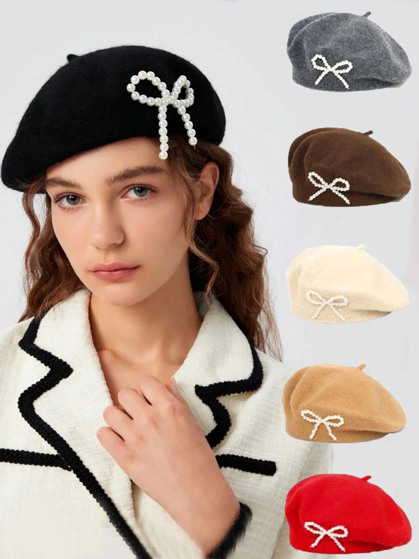 SHEIN 1pc Women's Beret Hat, Autumn/Winter, Retro Pumpkin Style, Korean Lady Fashion, Japanese Casual Wool Warm Cap