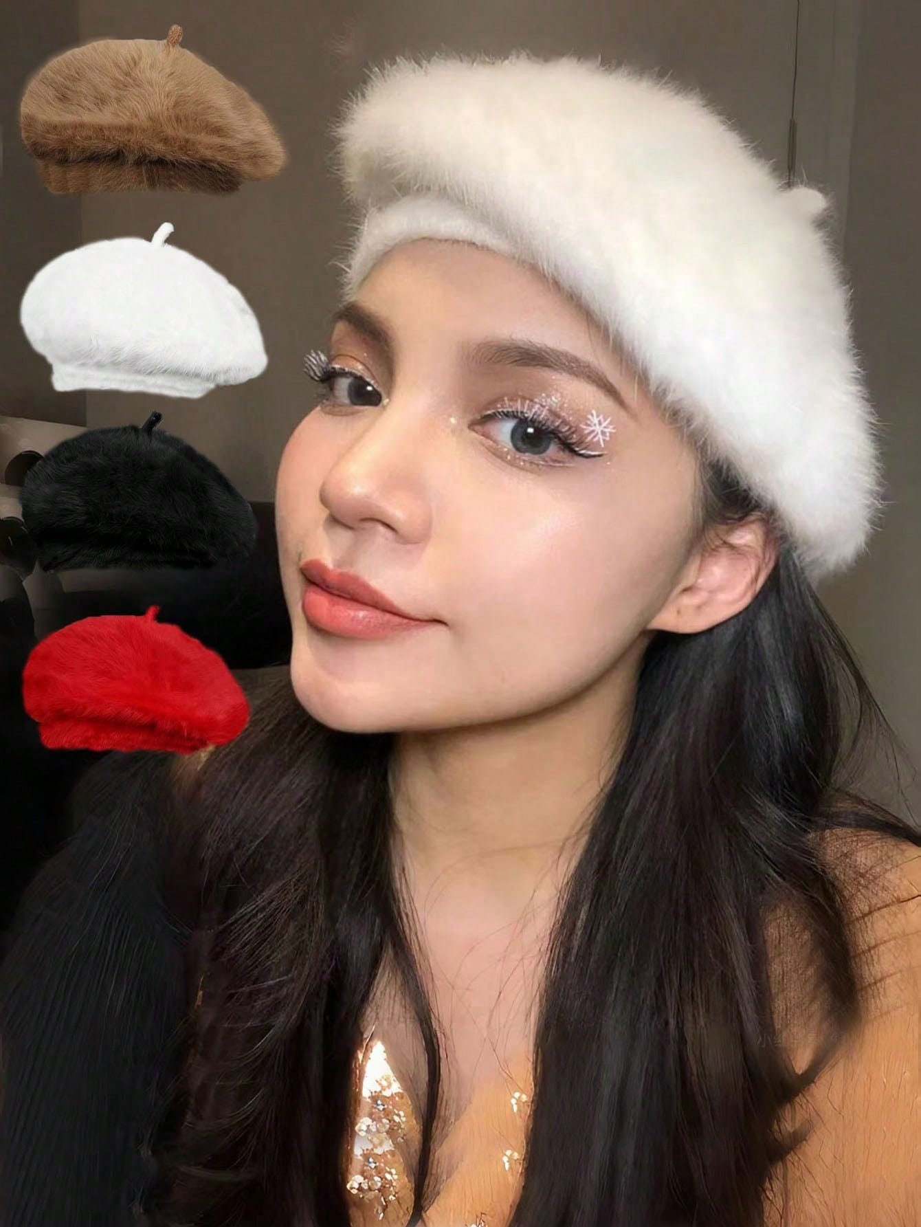 SHEIN 1pc Women's Beret Hat, Autumn/Winter, Retro Pumpkin Style, Korean Lady Fashion, Japanese Casual Wool Warm Cap