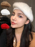 SHEIN 1pc Women's Beret Hat, Autumn/Winter, Retro Pumpkin Style, Korean Lady Fashion, Japanese Casual Wool Warm Cap