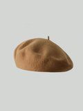 SHEIN 1pc Women's Beret Hat, Autumn/Winter, Retro Pumpkin Style, Korean Lady Fashion, Japanese Casual Wool Warm Cap